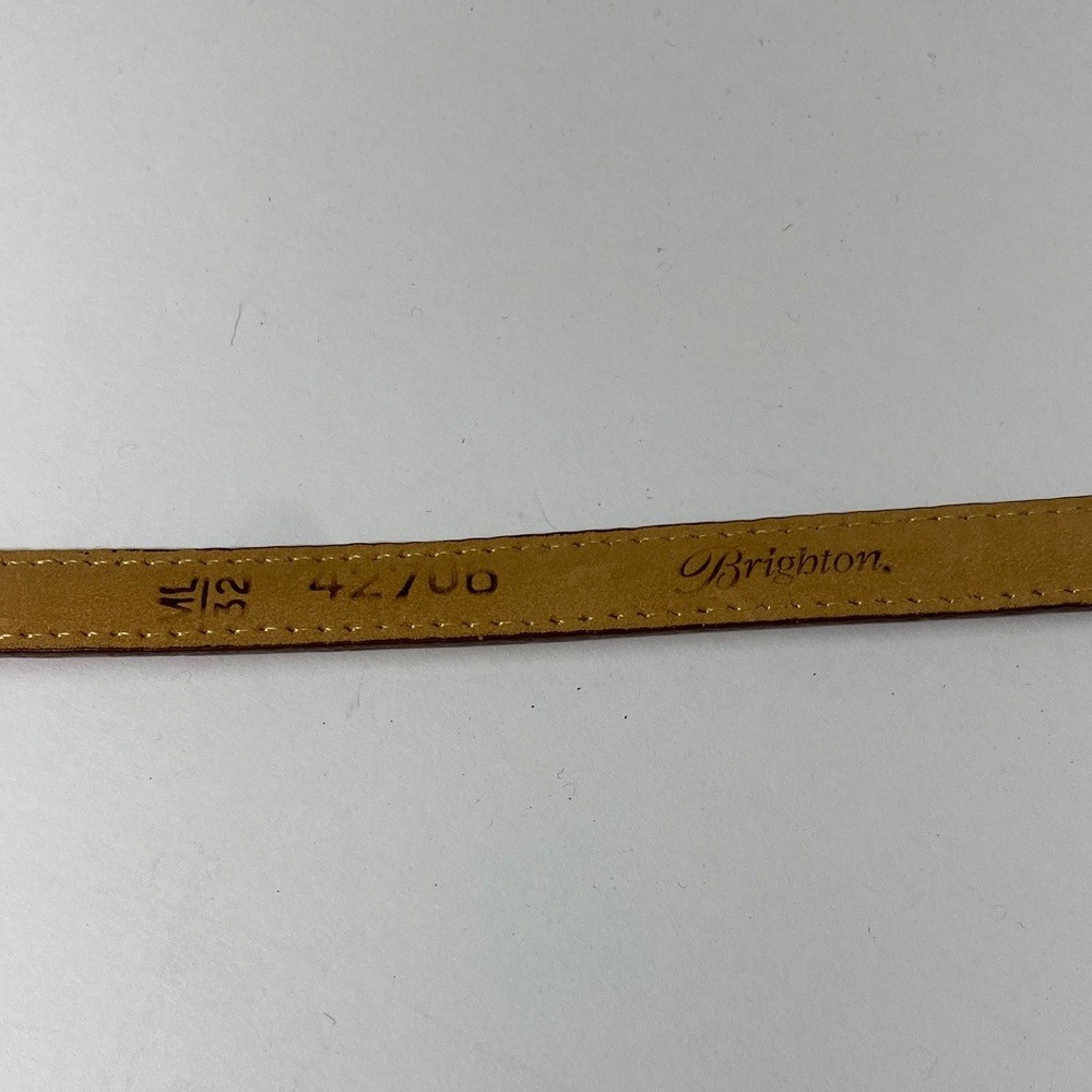 Brighton Skinny Belt Womens Size M L 32 Brown Croc Embossed Leather Heart Buckle - Picture 2 of 5